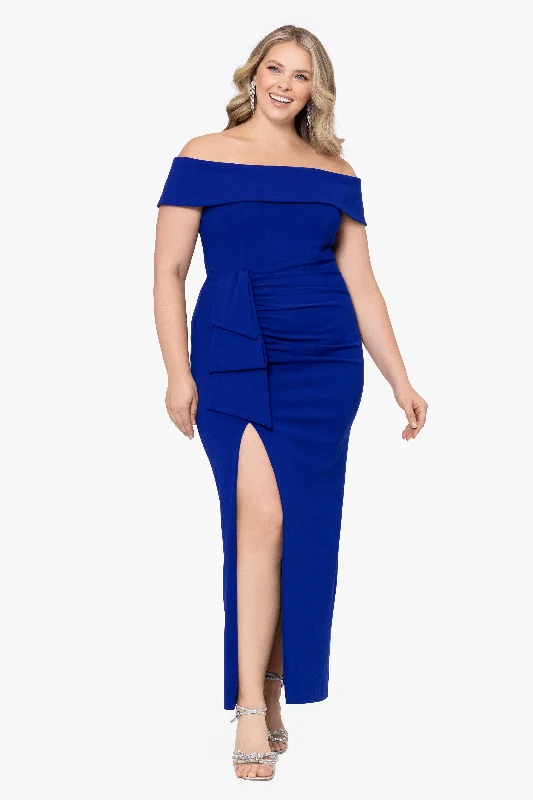 Grammy gown dressesPlus "Camila" Long Off the Shoulder Slit Gown