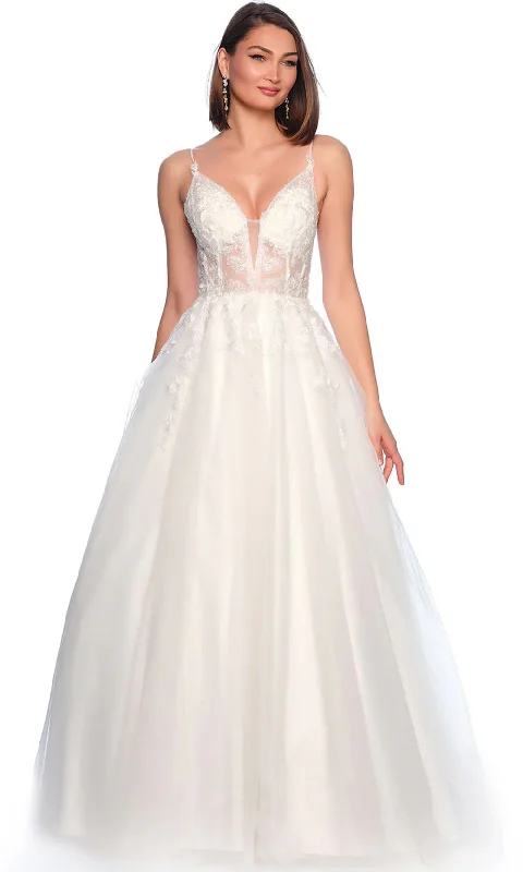 appliquéd gown dressesDave & Johnny Bridal 11834 - Embroidered Tulle Bridal Gown