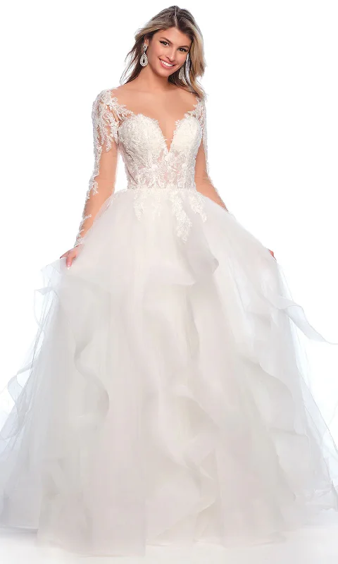 floral gown dressesDave & Johnny Bridal 12117 - Ruffled A-Line Bridal Gown