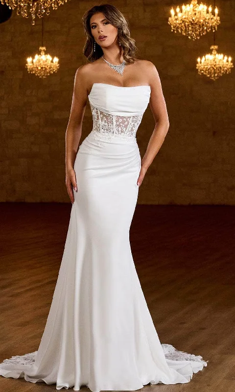 prom gown dressesRachel Allan Bridal RB2185 - Strapless Sheer Corset Bridal Gown