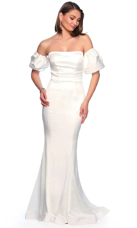 high-low gown dressesDave & Johnny Bridal 11342 - Puff Sleeve Mermaid Bridal Gown