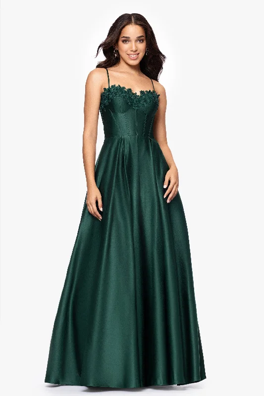 floor-length gown dresses"Hope" Long Spaghetti Strap Corset Applique Gown