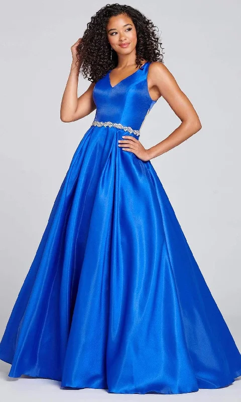 tulle gown dressesColette for Mon Cheri - CL12131 Sleek Bejeweled Waist A-Line Gown