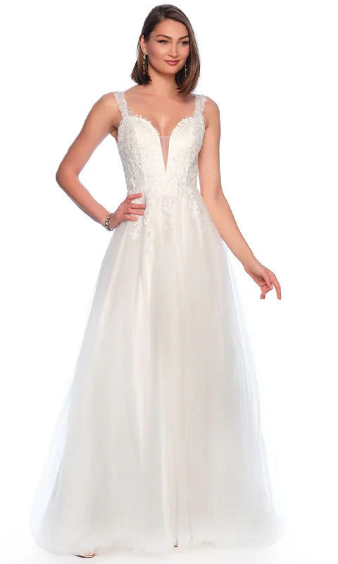 open-back gown dressesDave & Johnny Bridal 11990 - Embroidered Plunge Bridal Gown