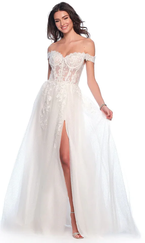 embroidered gown dressesDave & Johnny Bridal 12123 - Off Shoulder Corset Bridal Gown