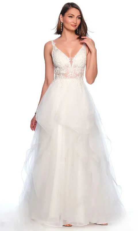 fitted gown dressesDave & Johnny Bridal 11563 - Embroidered A-Line Bridal Gown