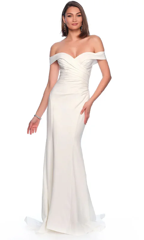 thigh-high slit gown dressesDave & Johnny Bridal 12088 - Off Shoulder Sheath Bridal Gown