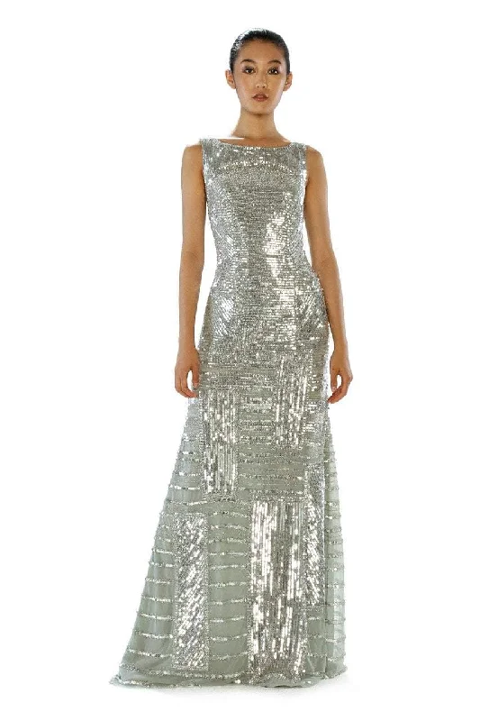 maxi gown dressesTheia - Sleeveless Bateau Sequined Gown 882323SC