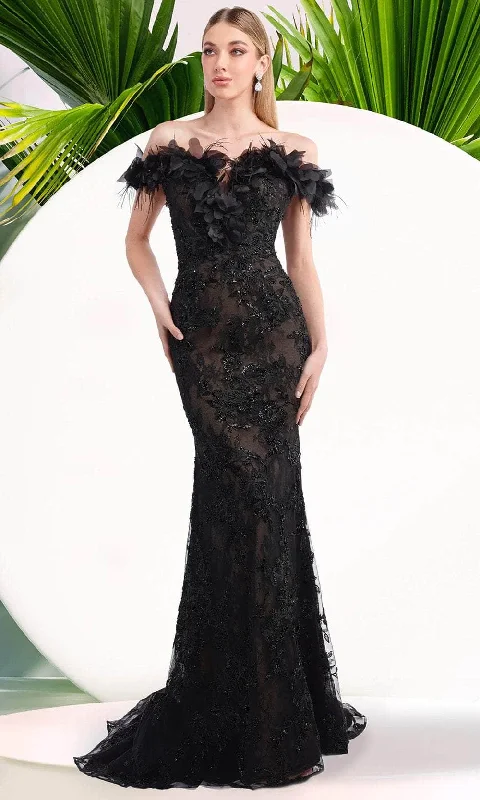 beaded gown dressesJanique W3015 - Beaded Floral Lace Gown