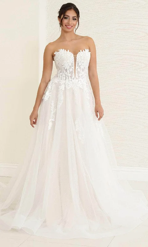 mermaid gown dressesMay Queen RQ8131 - Strapless Applique Bridal Gown