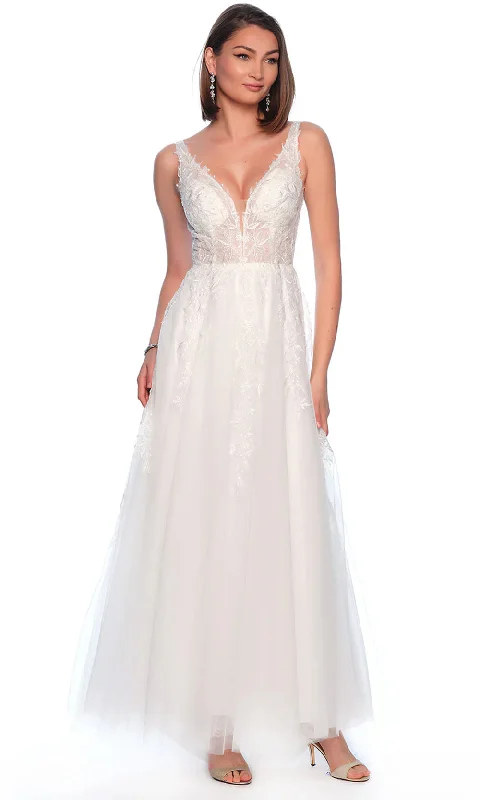 illusion sleeve gown dressesDave & Johnny Bridal 11950 - Sleeveless Leaf Ornate Bridal Gown