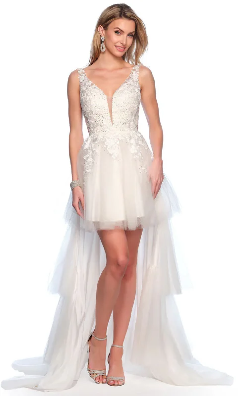 silk gown dressesDave & Johnny Bridal 11205 - Embroidered High Low Bridal Gown