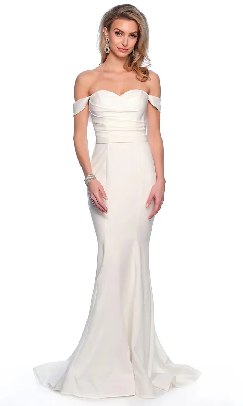 long-sleeved gown dressesDave & Johnny Bridal 12087 - Draped Off Shoulder Bridal Gown