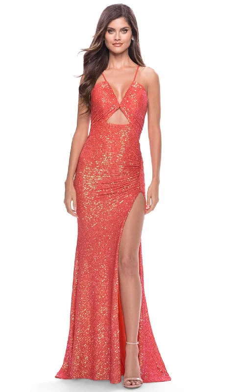 maxi gown dressesLa Femme 31449 - Sequined Gown