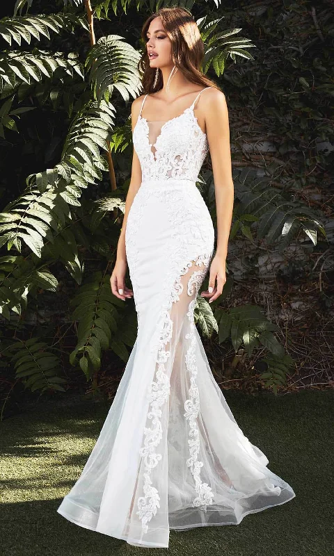 gown dress budget-friendly optionsLadivine CD937W - Illusion Mermaid Bridal Gown