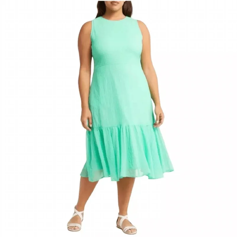 spaghetti strap midi dressesRuffle Hem Midi Dress In Green Katydid