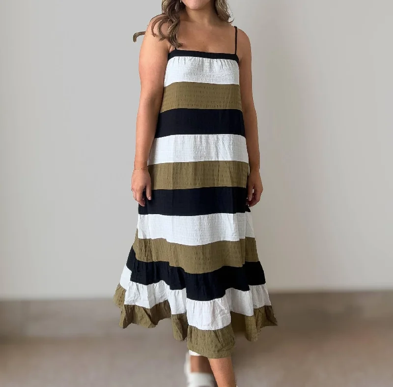 midi cocktail dressesLaurel Striped Midi Dress In Multi