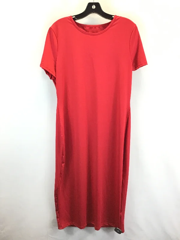 lace-trimmed midi dressesRed Dress Casual Midi Clothes Mentor, Size 2x