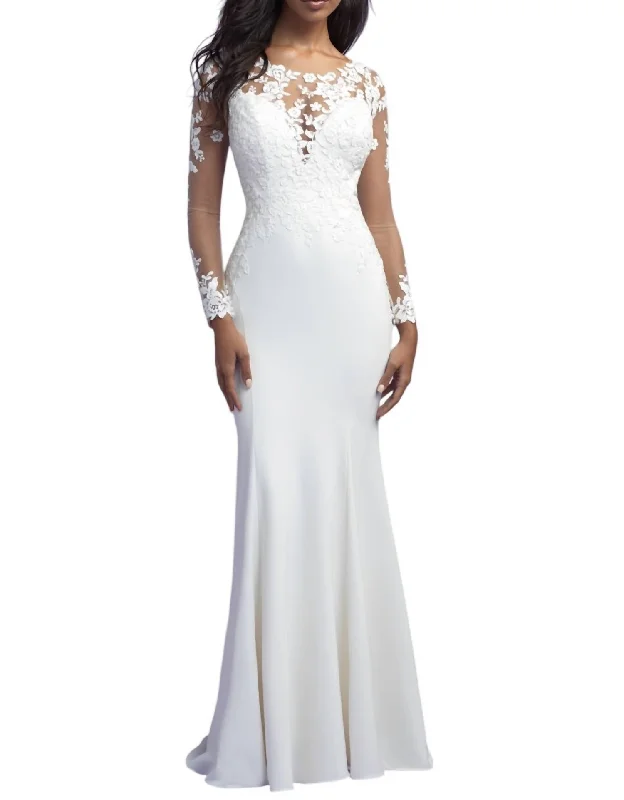 plus-size wedding dressesIntricate Lace Appliqué Wedding Gown In Ivory/nude