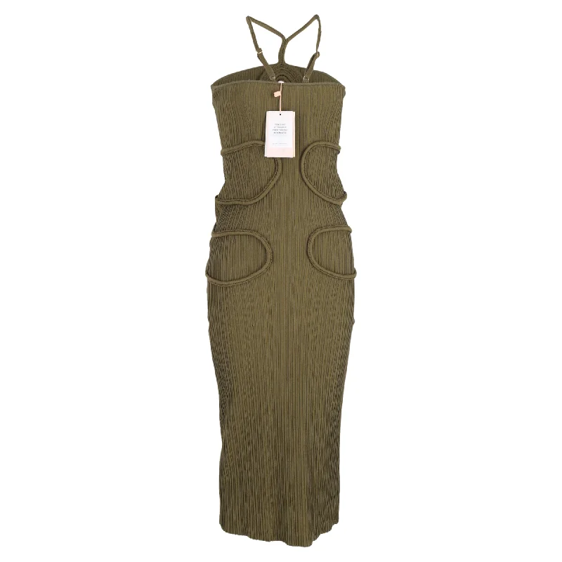 plus-size midi dressesCult Gaia Avery Corded Cutout Crochet Knit Midi Dress in Green Viscose