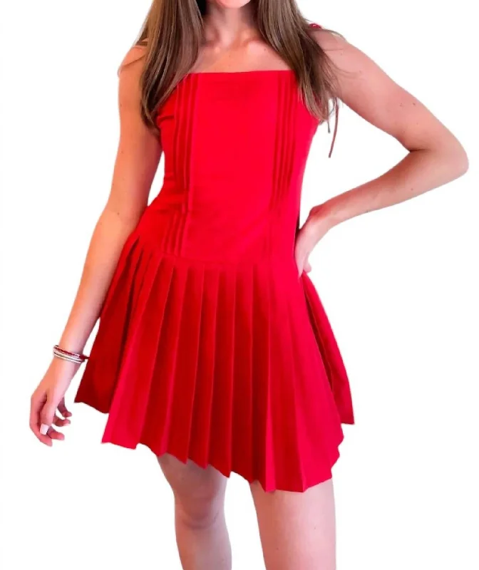 affordable Mimi dressesPerfectly Pleated Mini Dress In Red