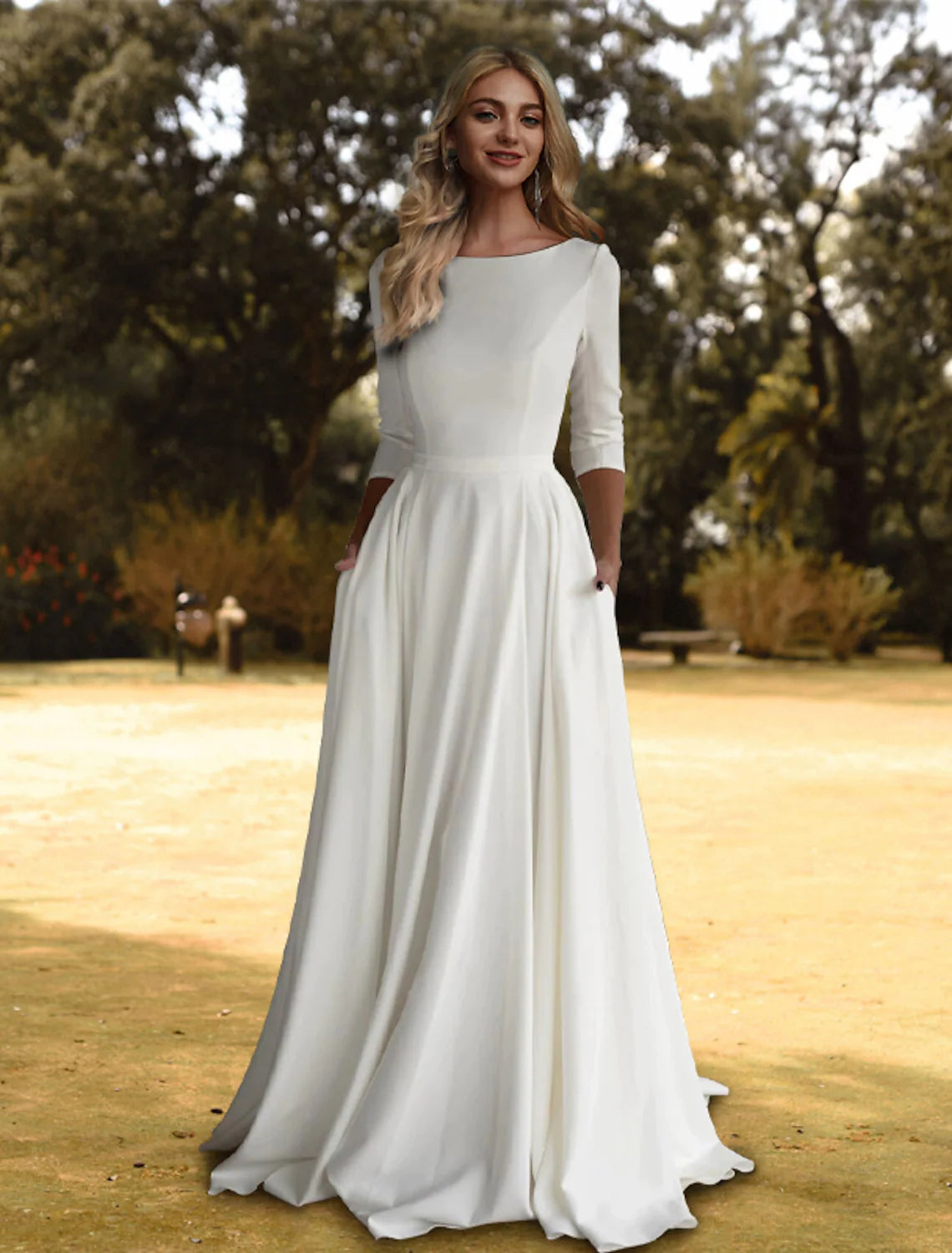 intricate wedding dressesCasual Wedding Dresses A-Line Length Sleeve Stretch Pleats