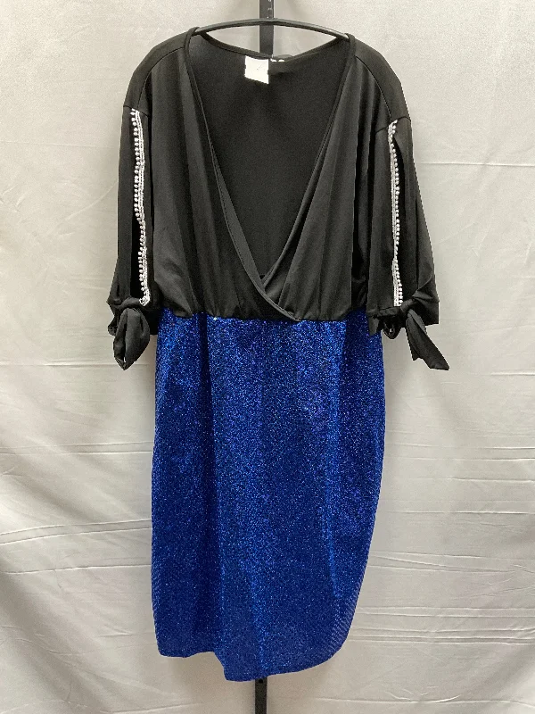 tall women's midi dressesBlack & Blue Dress Casual Midi Clothes Mentor, Size 4x