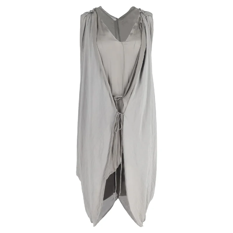 midi shift dressesLanvin Draped Midi Dress in Grey Linen