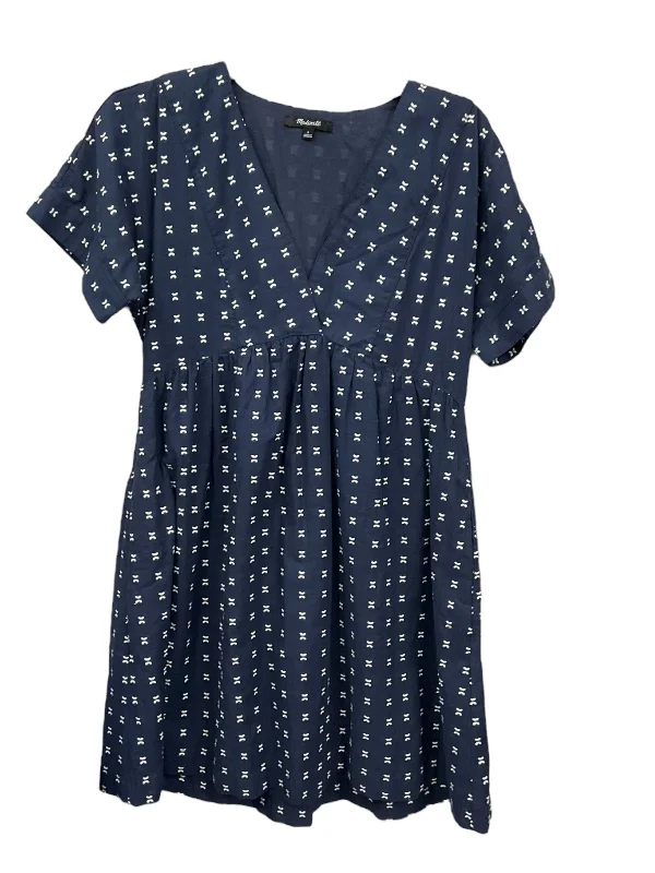 midi dresses with pockets and sleevesBlue & White Dress Casual Midi Madewell, Size S