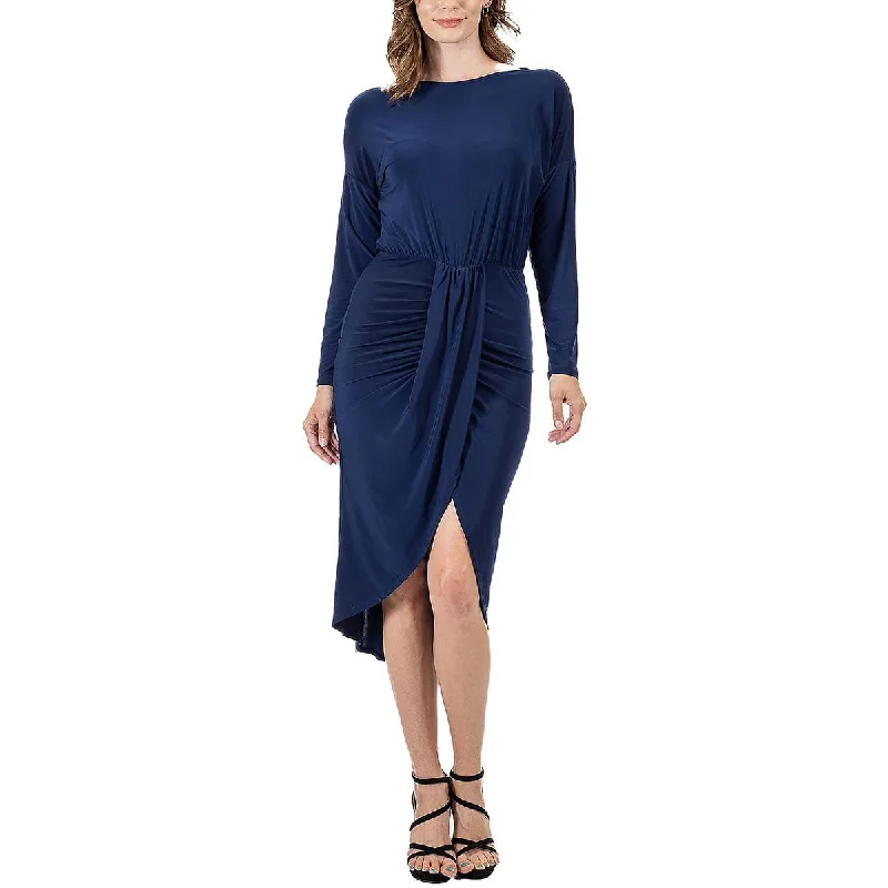 lightweight chiffon midi dressesWomens Knit Long Sleeves Midi Dress