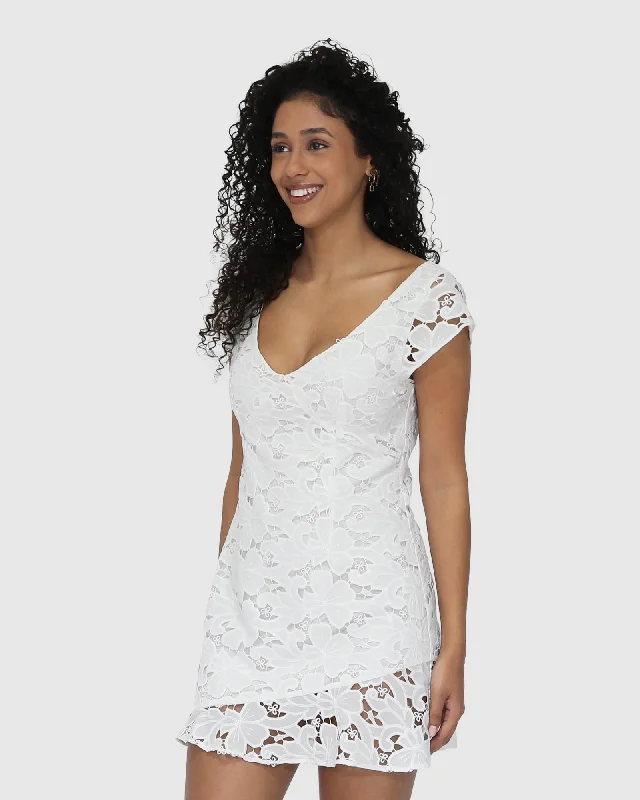 size-inclusive floral Mimi dresses for diverse fitsDrifting Slowly Lace Mini Dress