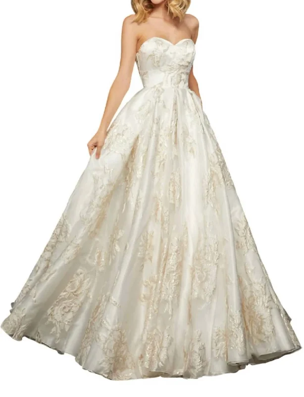 ethical wedding dressesStrapless Sweetheart Wedding Dress In Ivory/gold