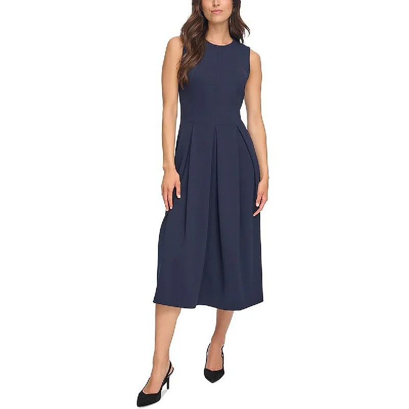 satin midi dressesWomens Pleater Midi Fit & Flare Dress