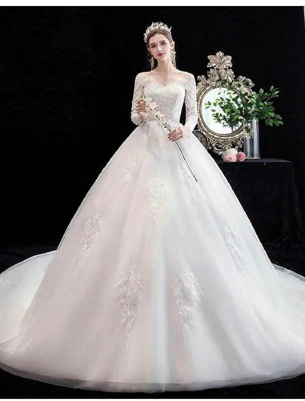 sequined wedding dressesEngagement Formal Wedding Dresses Long Sleeve Off Shoulder Lace Beading