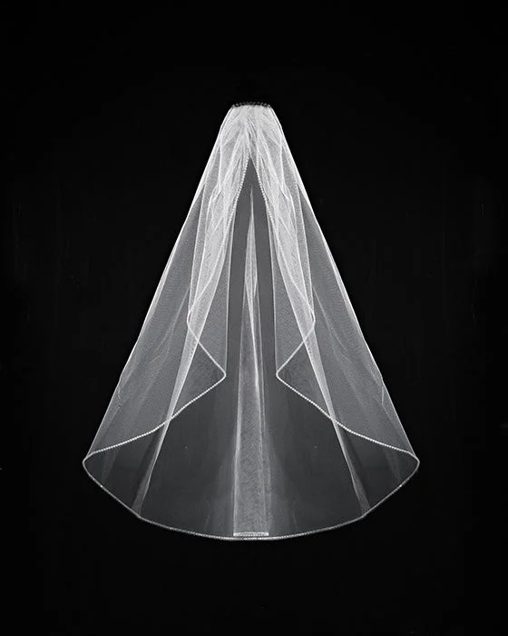 wedding dress shoppingSingle Layer Stone Edge Veil