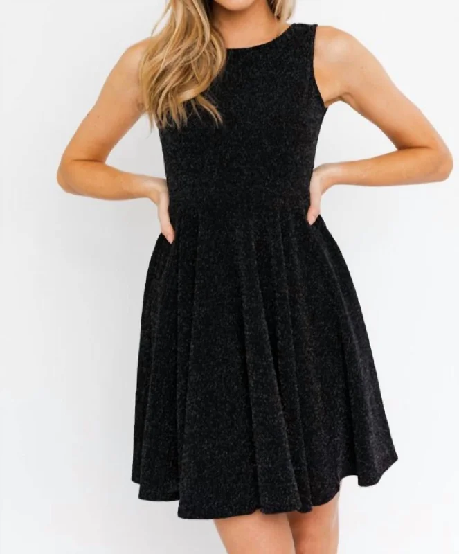 sustainable cotton Mimi dresses for eco-conscious fashionBlack Mini Dress In Black Sparkle