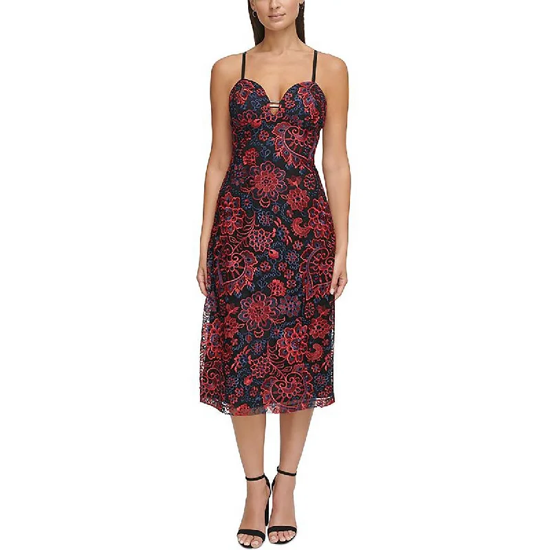 tween midi dressesWomens Embroidered Midi Cocktail And Party Dress