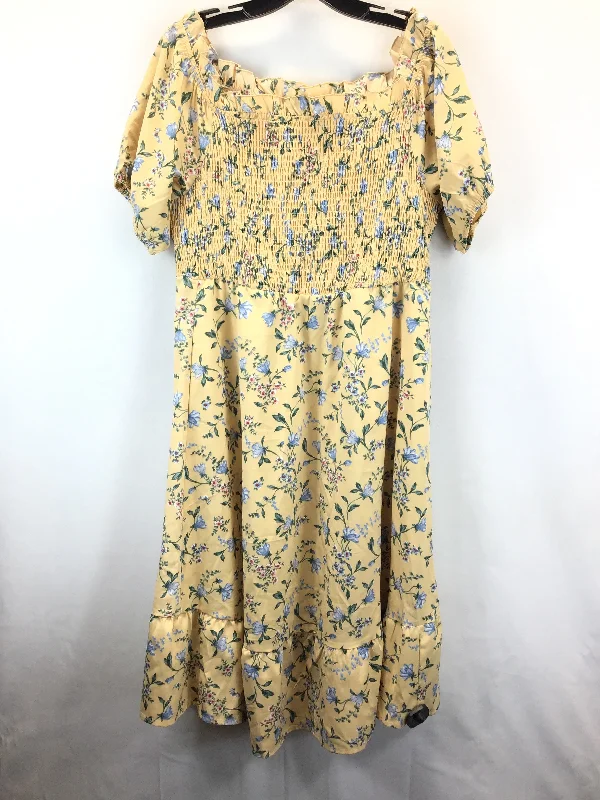 midi dresses for springFloral Print Dress Casual Midi Clothes Mentor, Size Xl