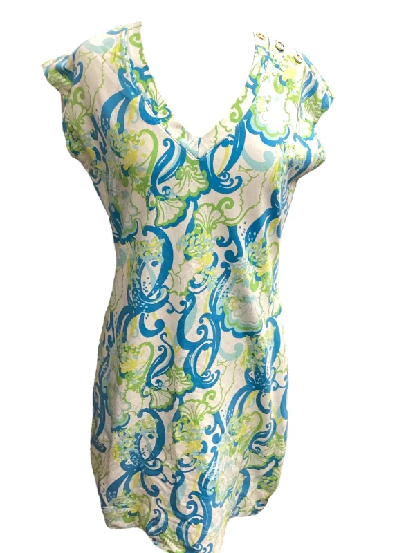 stretchy midi dressesBlue & Green Dress Casual Midi Lilly Pulitzer, Size M