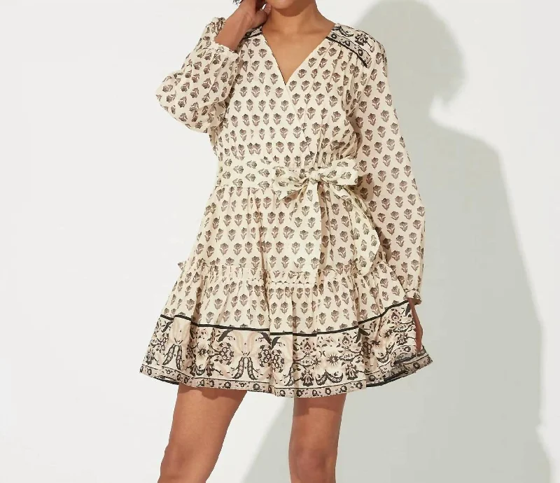 printed summer Mimi dresses with short hemsDanae Mini Dress In Delilah