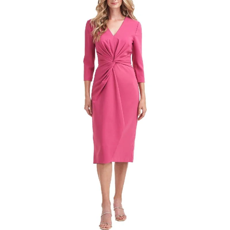 simple yet stylish midi dressesPlus Womens Gathered Midi Cocktail And Party Dress