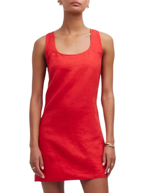 elegant and sophisticated Mimi dresses for a night out on the town.Cross-Back A-Line Mini Dress In Red