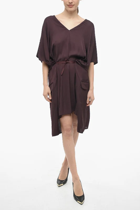 midi dresses for petitesMaison Margiela MM6 Viscose Midi Dress with Front Lace-up Detail