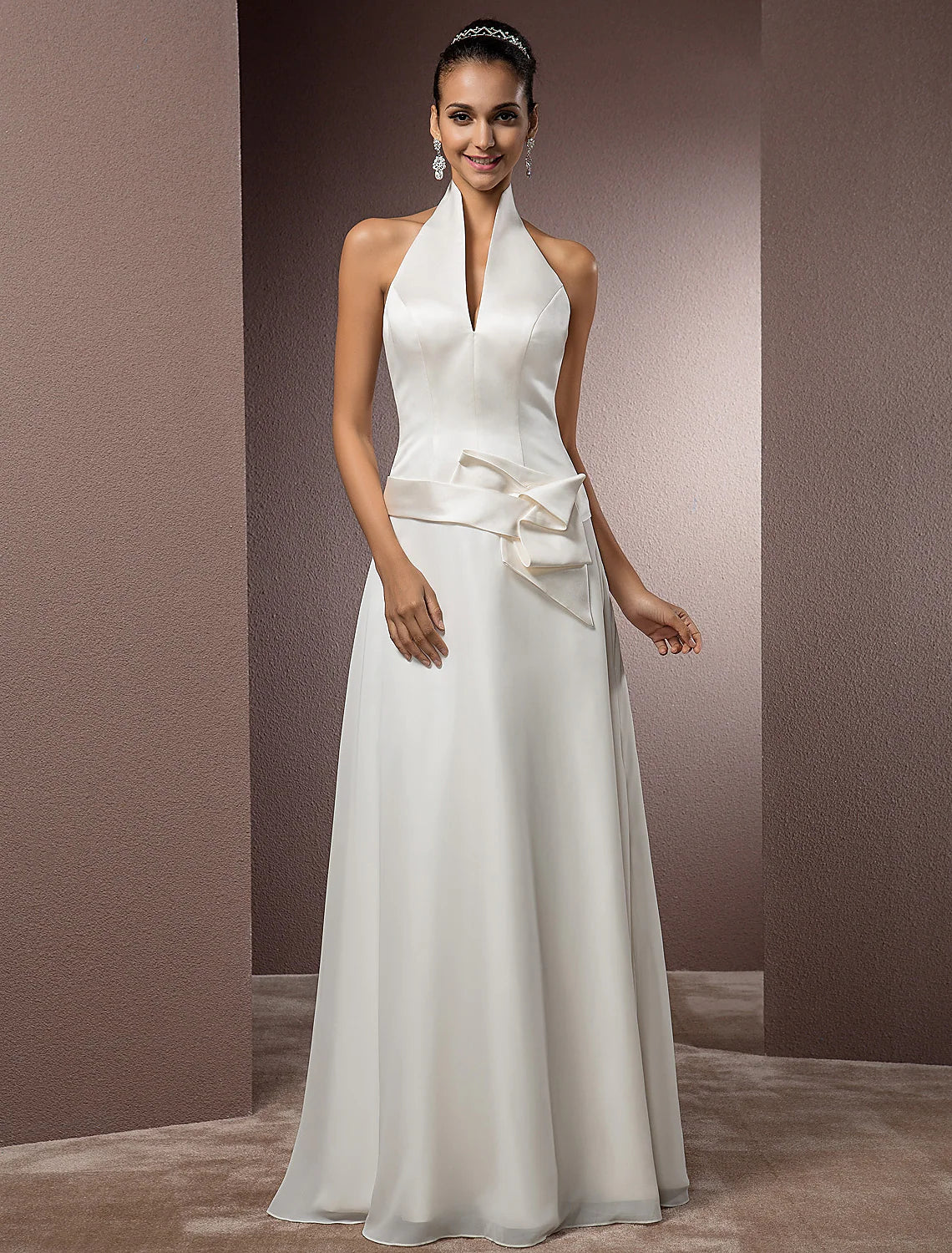 long sleeve wedding dressesOpen Back Wedding Dresses Floor Length Regular Straps Chiffon With Sash