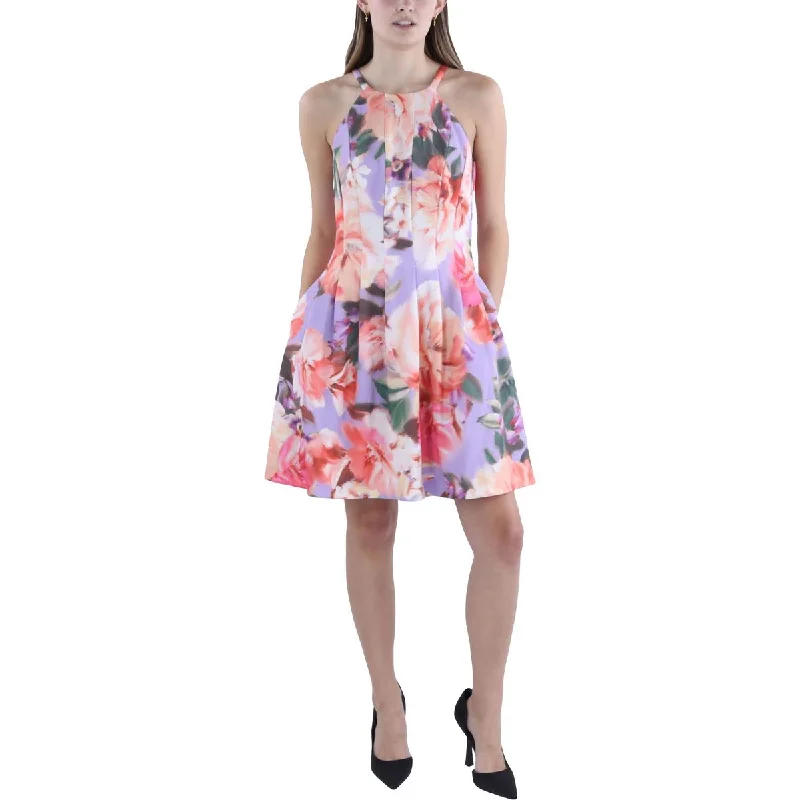 elegant high-low Mimi dresses for promsPetites Womens Floral Print Mini Fit & Flare Dress