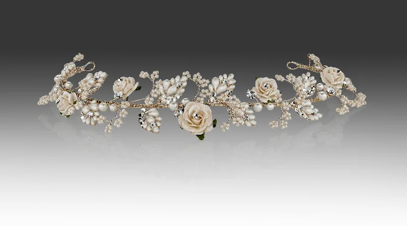 sweetheart neckline wedding dressesVictorian Ivory Beaded Tiara Vine