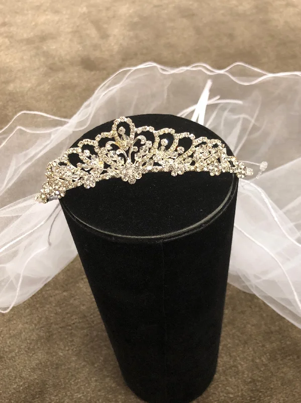 intricate wedding dressesCrystal Tiara Veil