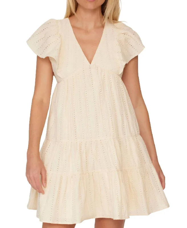 sustainable cotton Mimi dresses for eco-conscious fashionHenrietta Flutter Sleeve Mini Dress In Cream