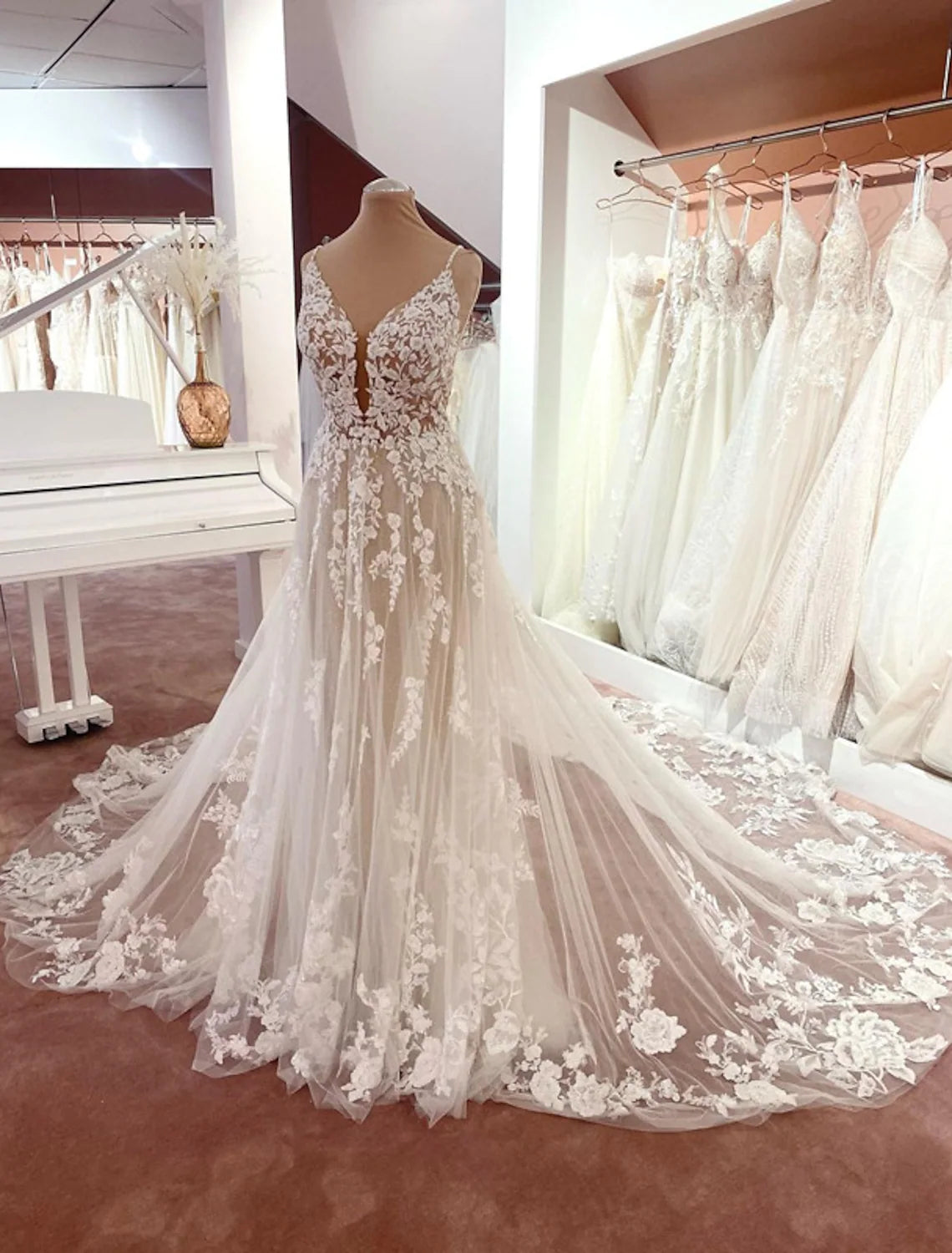 wedding dress inspirationEngagement Formal Wedding Dresses A-Line Sleeveless Strap Lace