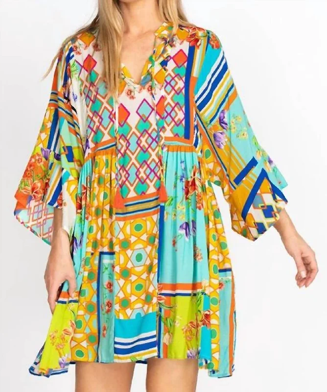 maxi dresses for beachMixi Short Kaftan Dress in Multi